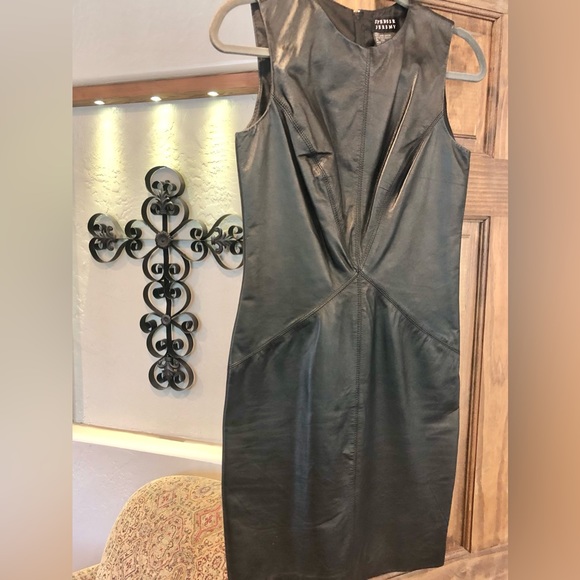 Vintage 80s Spenser Jeremy Lamb Leather Sleeveless Dress - Picture 8 of 11